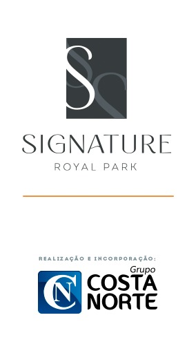 logo da signature é um S, escrito signature abaixo. Logo da Costa Norte é um C e um N em cima do outro, com o fundo azul.